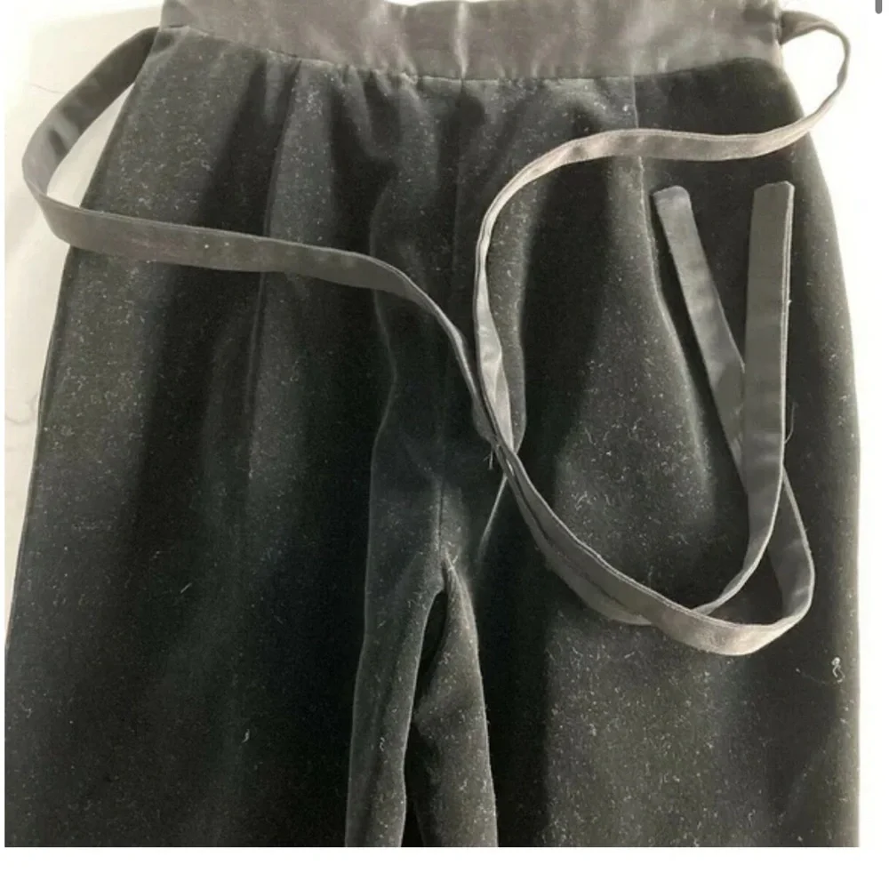 Vintage Velvet Tuxedo Satin Tie Waist High Rise Pants Size 6 - Picture 9 of 10